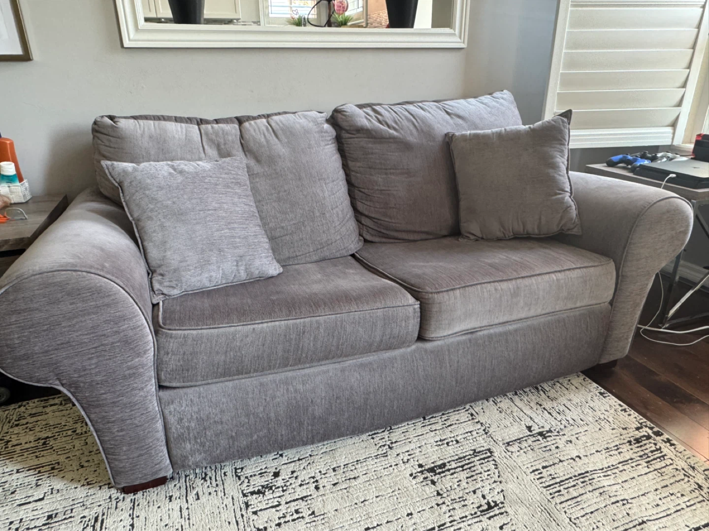 Grey 2 Sofas and 1 Love Seat Set with Accent Pillows - photo 4
