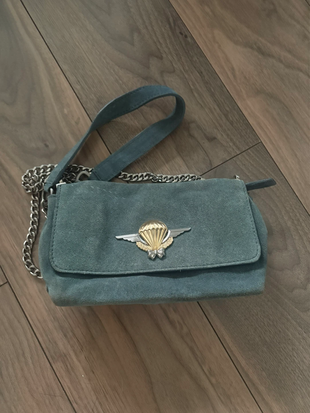 ZARA WOMAN blue Suede purse