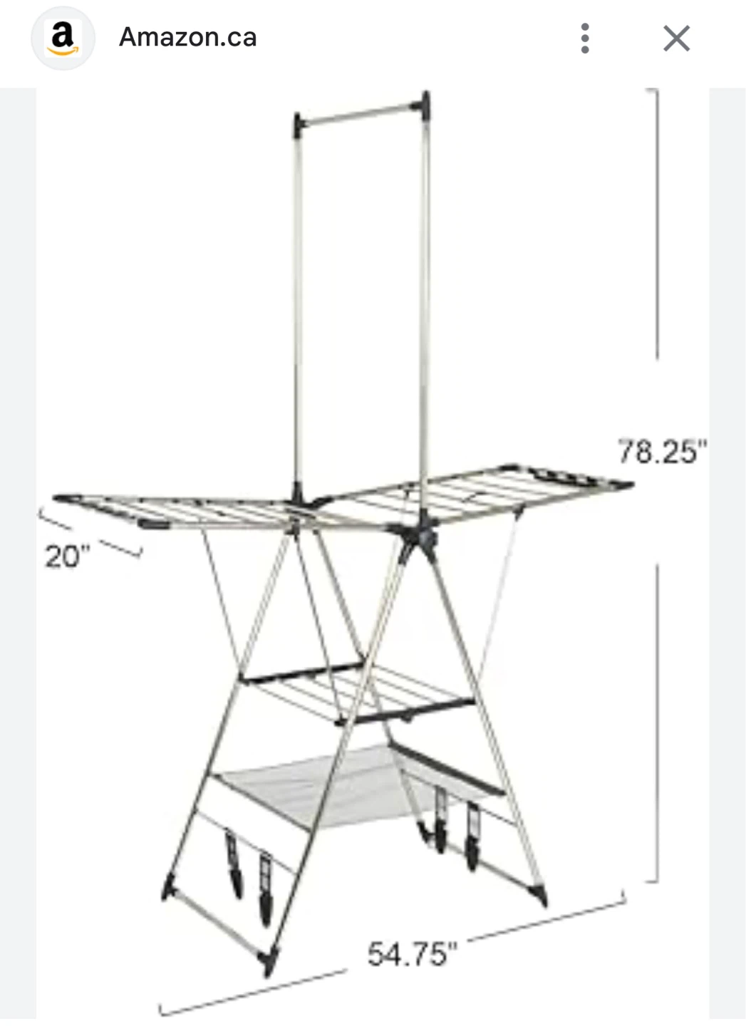 FOLDABLE CLOTHES DRYING RACK with top hanging bar - photo 5