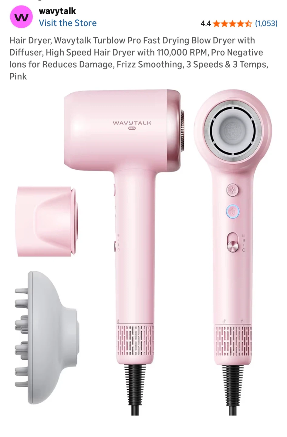 Wavytalk Turblow Pro Fast Drying Hair Dryer Pink - photo 2