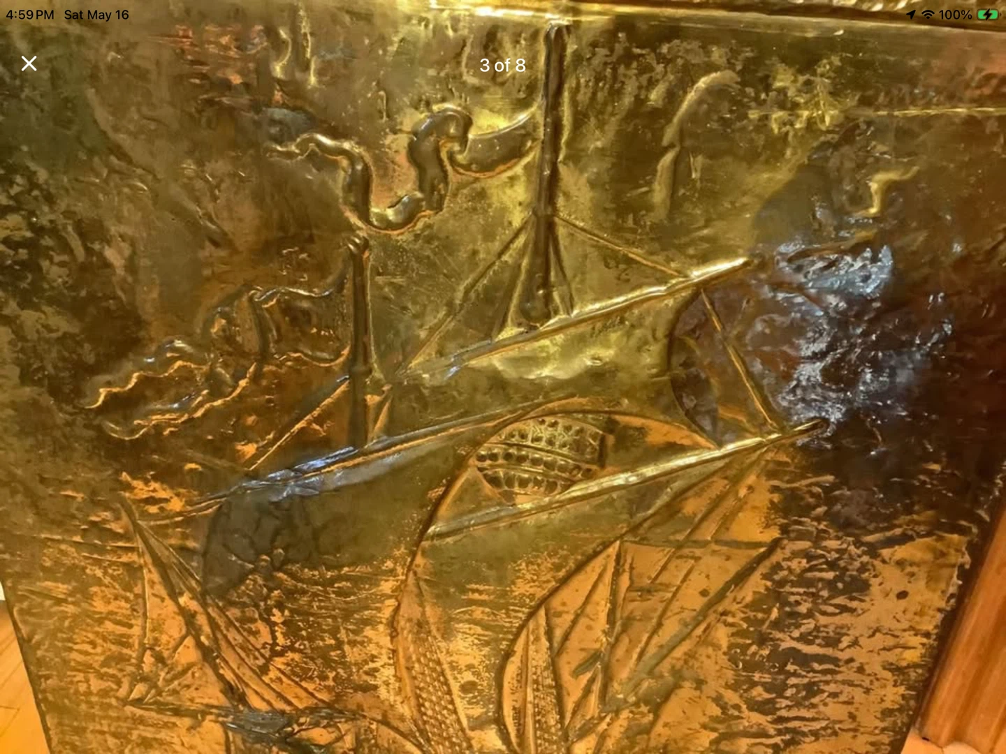 Vtg Hammered Brass 3 Compartment Umbrella Stand 🐞 - photo 4