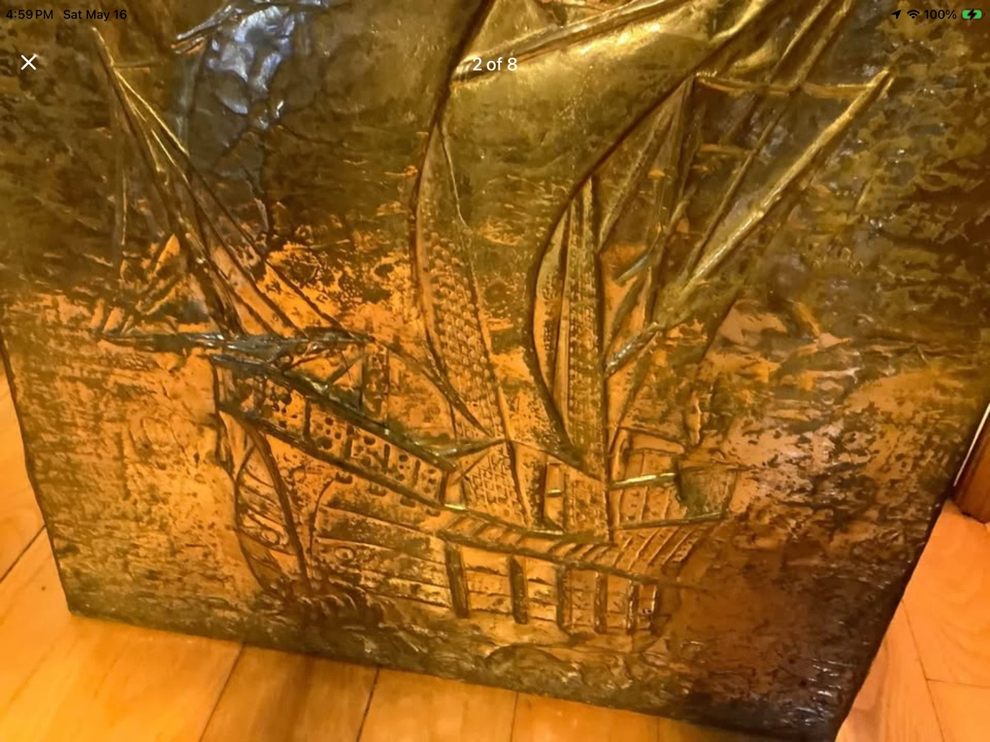 Vtg Hammered Brass 3 Compartment Umbrella Stand 🐞 - photo 2