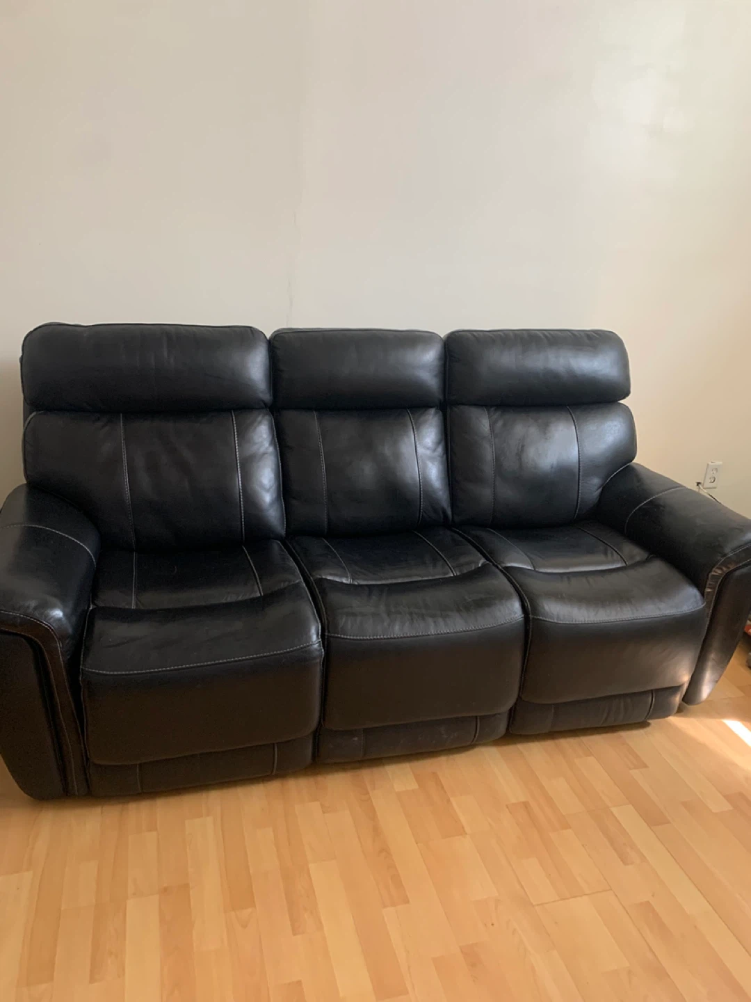 Black Leather Reclining Sofa and Chair Set
