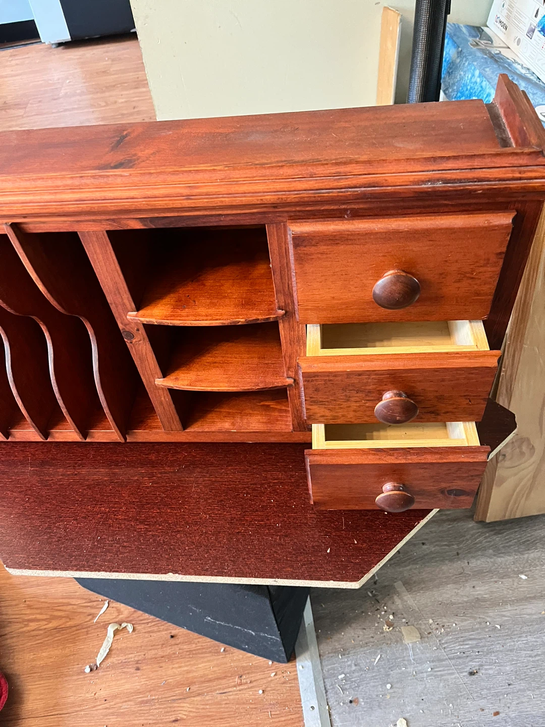 Wooden Desk Organizer with Drawers - photo 2