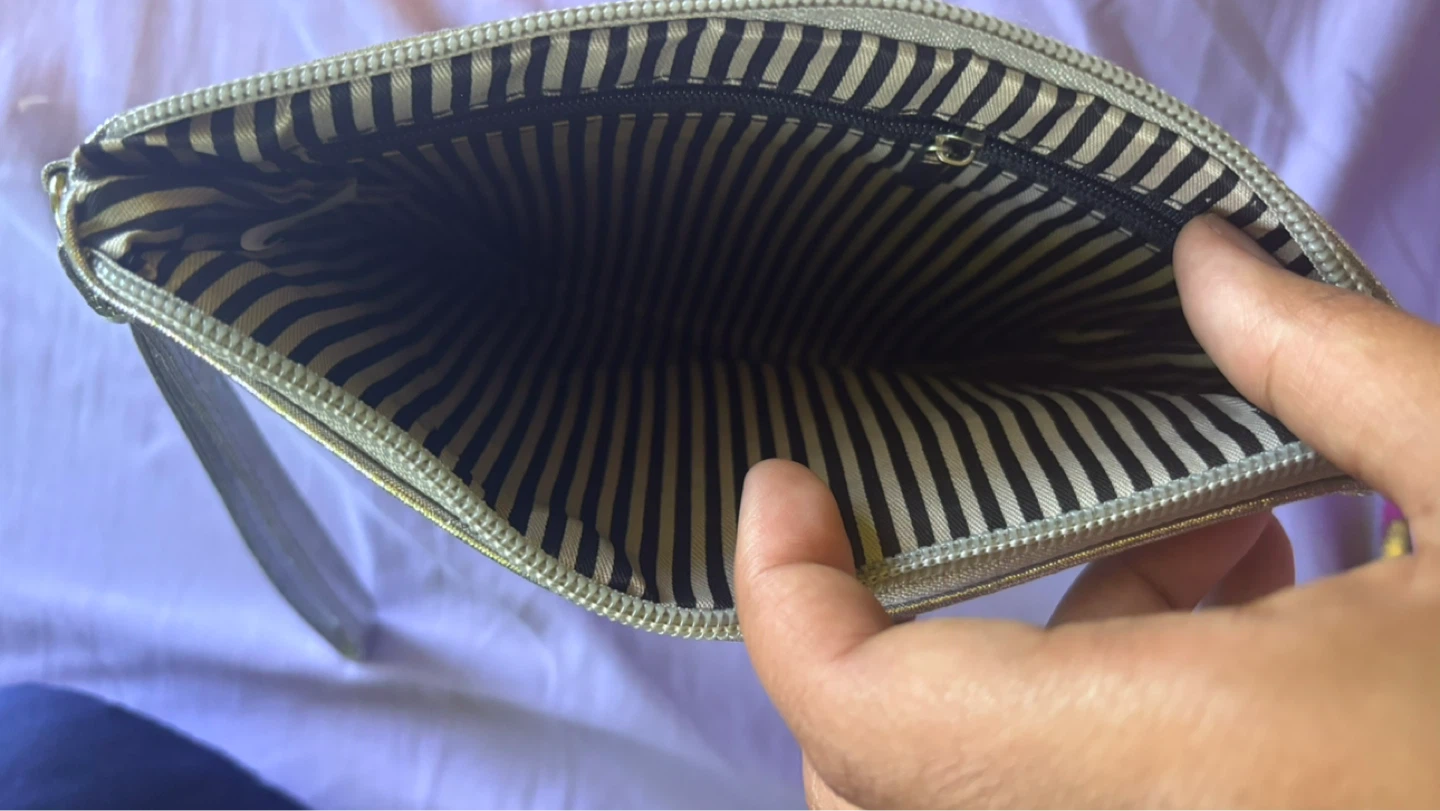 Silver Clutch with Stud Detail and Wrist Strap - photo 3
