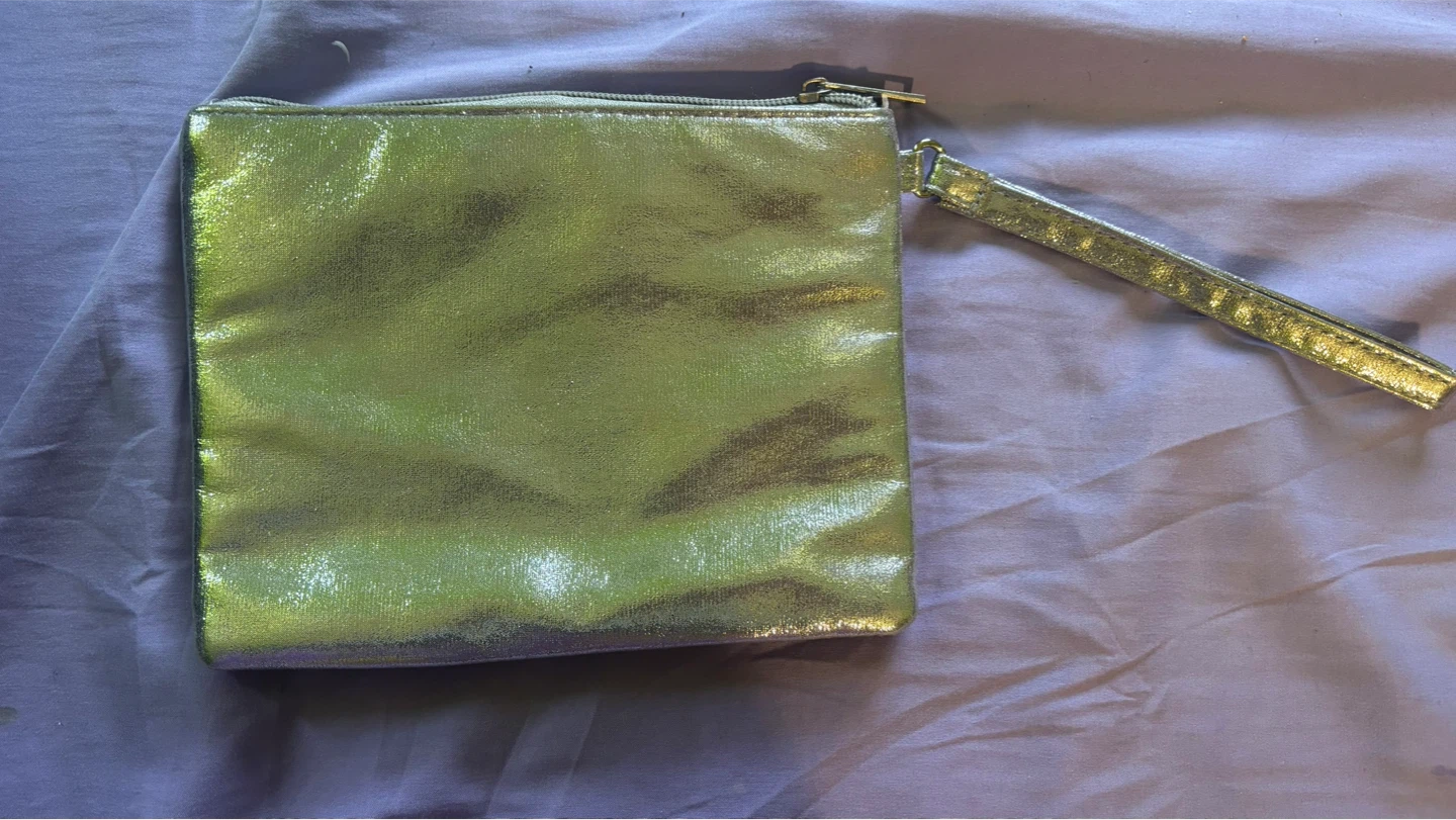 Silver Clutch with Stud Detail and Wrist Strap - photo 2
