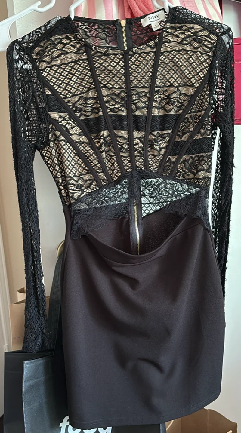Black Lace Long Sleeve Dress