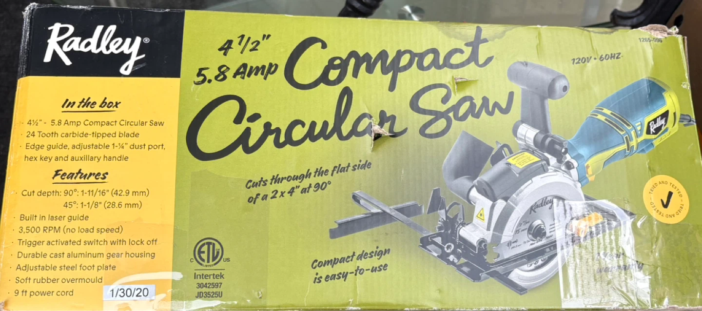 Radley 4 1/2" 5.8 Amp Compact Circular Saw
