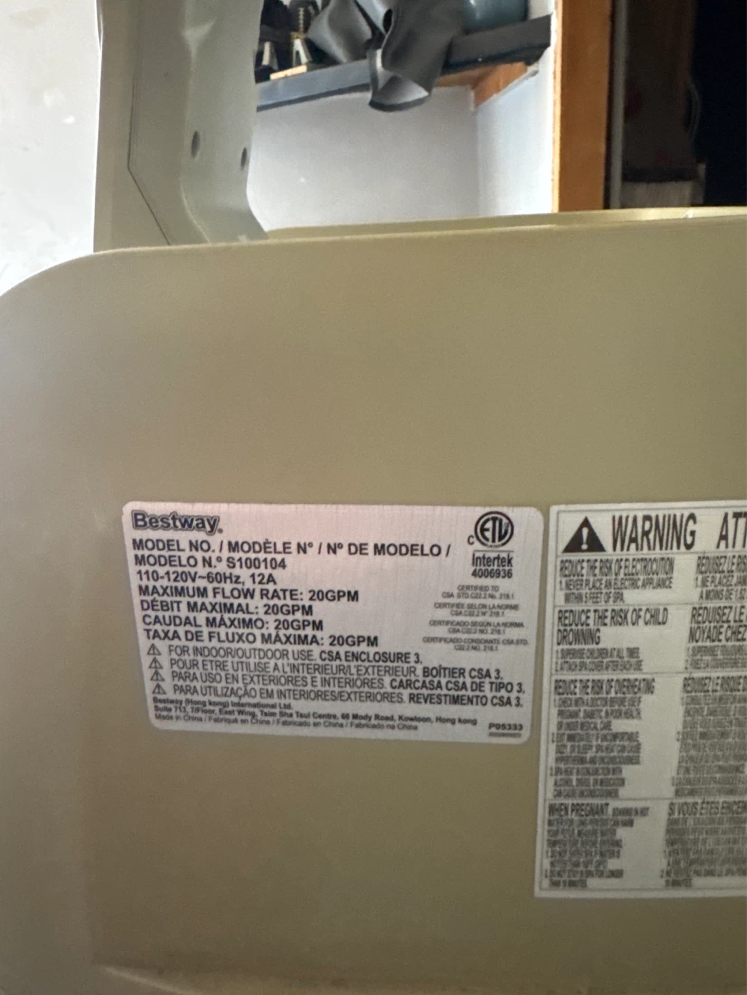 Replacement pump for Bestway Pump and Filter Model 5100104 - photo 2