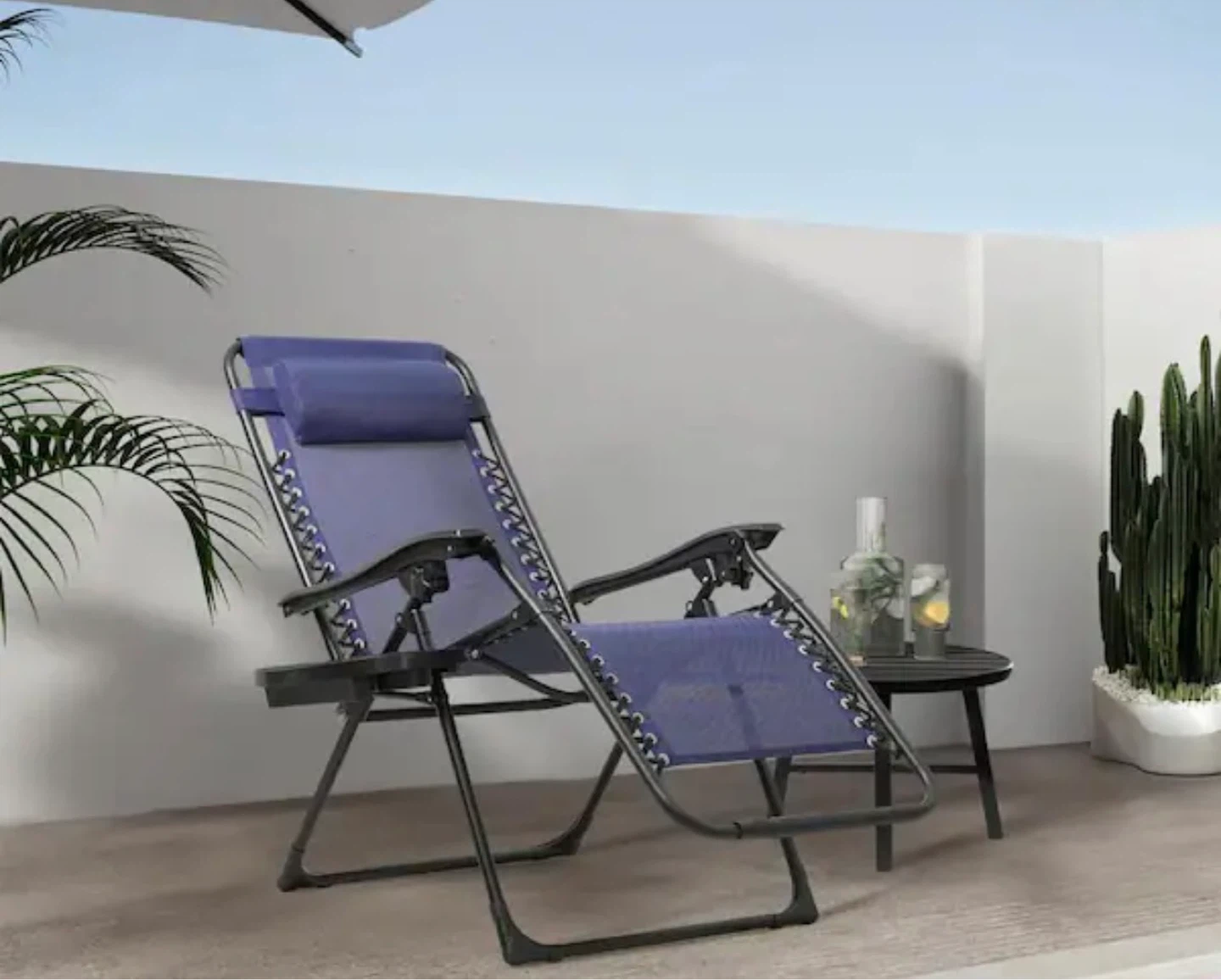 Caphaus Navy Blue Zero Gravity Chair with Detachable Side Tray