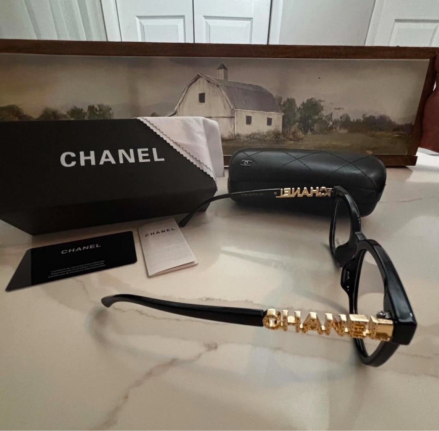CHANEL Black Eyeglasses with Gold Logo - Made in Italy