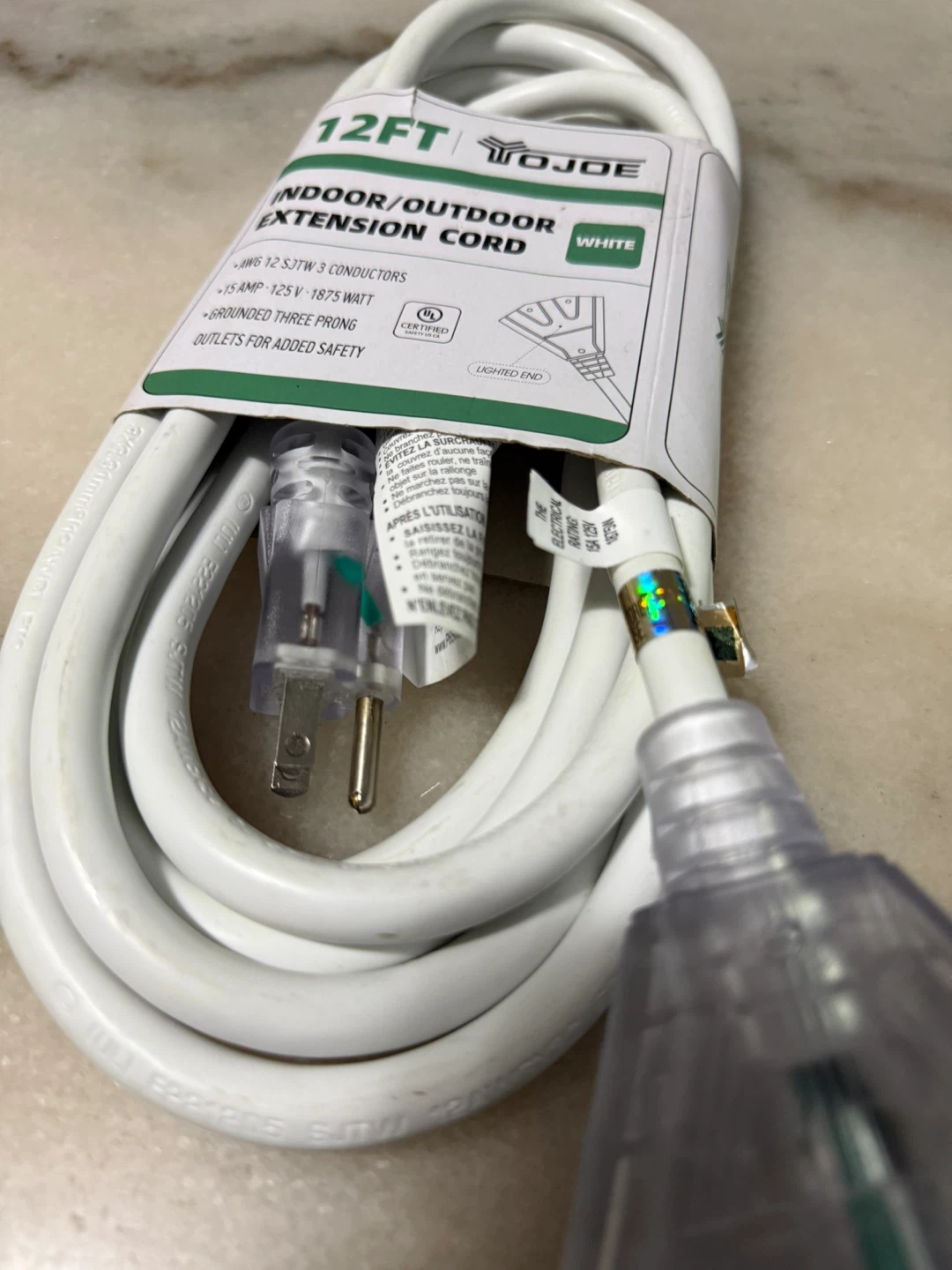 Heavy Duty 12FT Water Resistant 12/3 Extension Cord - photo 3