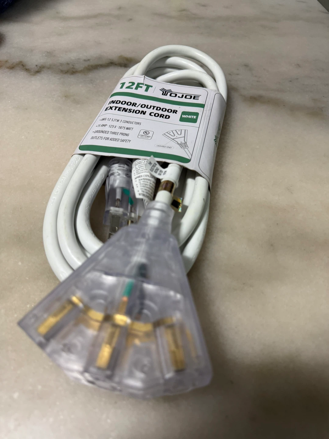 Heavy Duty 12FT Water Resistant 12/3 Extension Cord - photo 2
