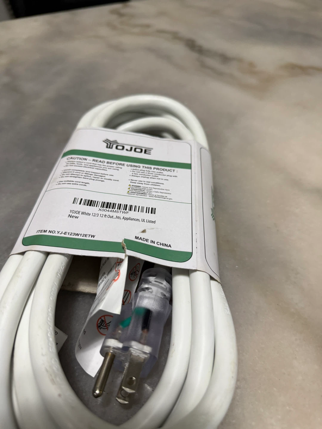 Heavy Duty 12FT Water Resistant 12/3 Extension Cord - photo 4