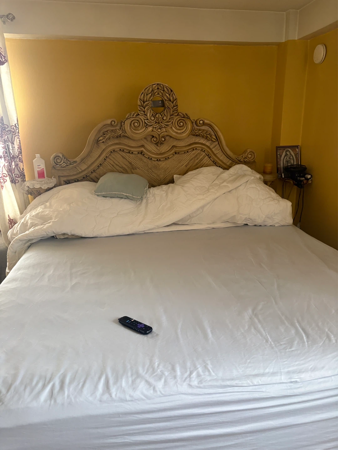 King size solid wood headboard and mattress - photo 5