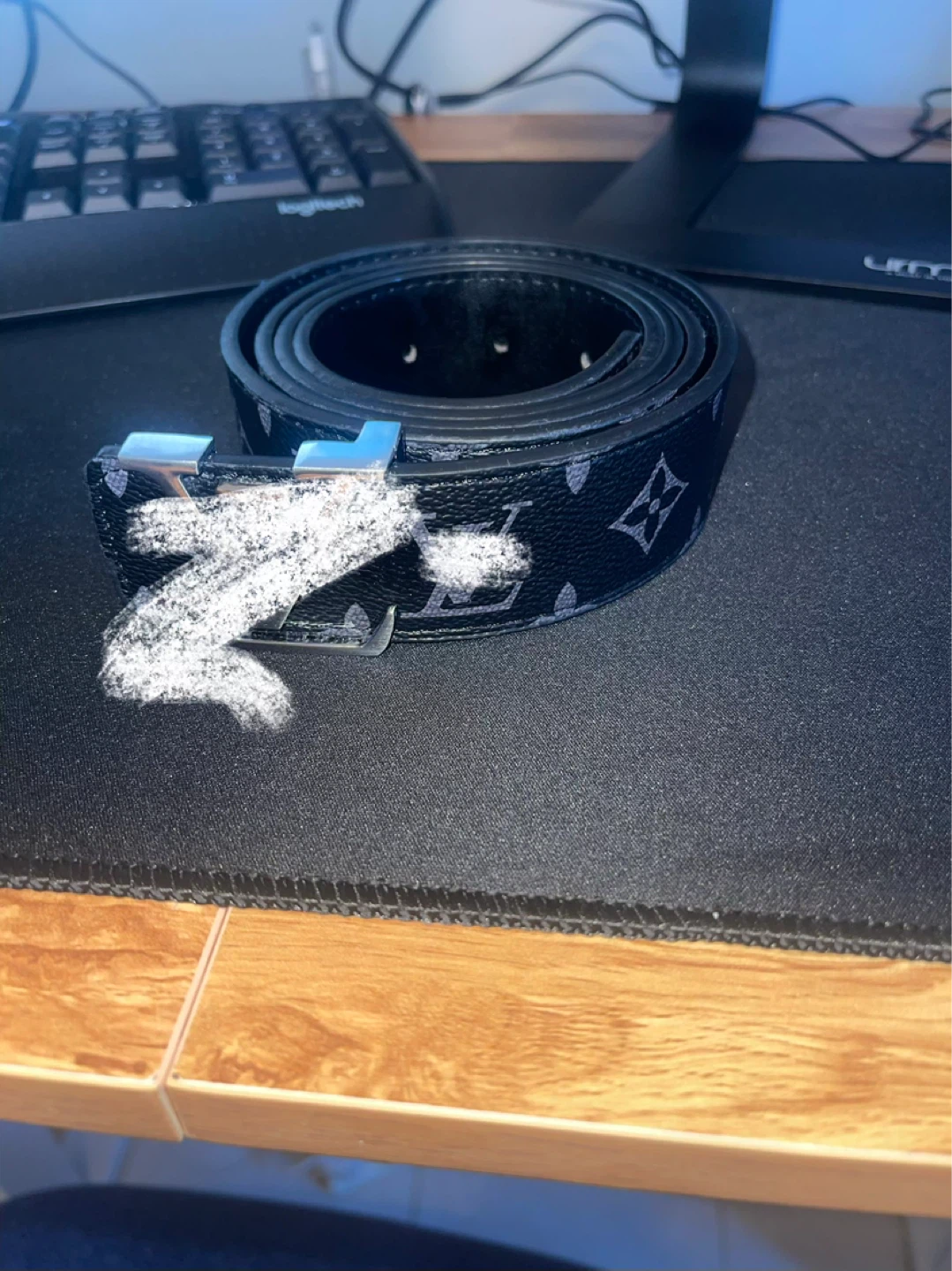 Louis Vuitton Silver and Black Monogram Belt - photo 3