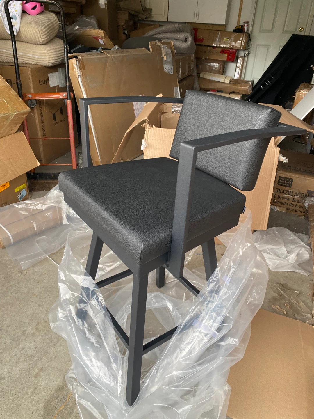 Amisco Akers Swivel Counter Stool - Black Faux Leather - photo 4