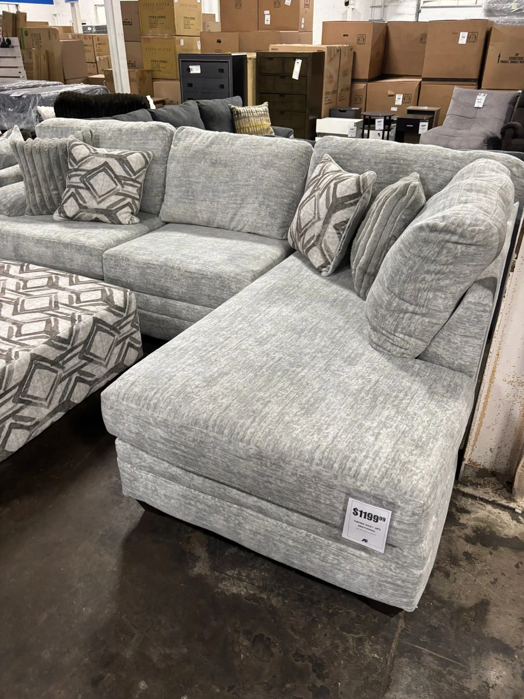 Light Gray Sectional Sofa without Ottoman