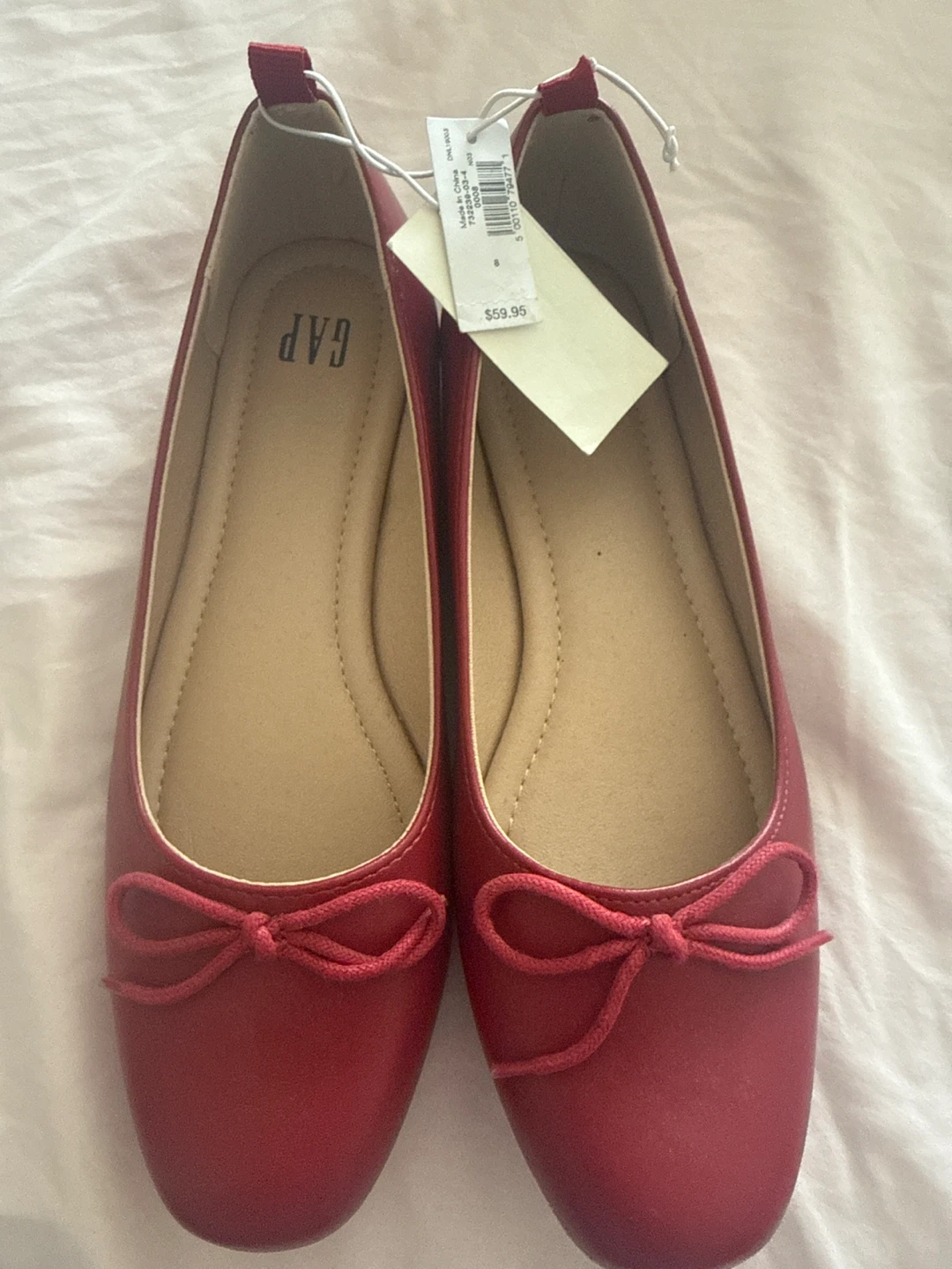 GAP Red Ballet Flats with Bow - Size 8