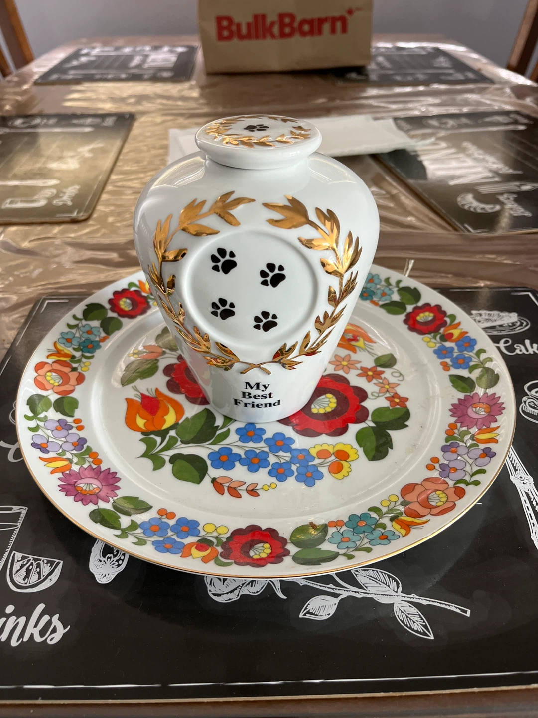 Dog urn and Plate Set