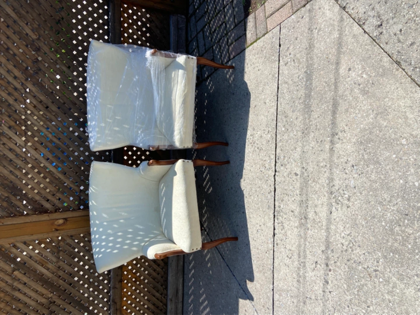 2 Cream Upholstered Accent Armchair