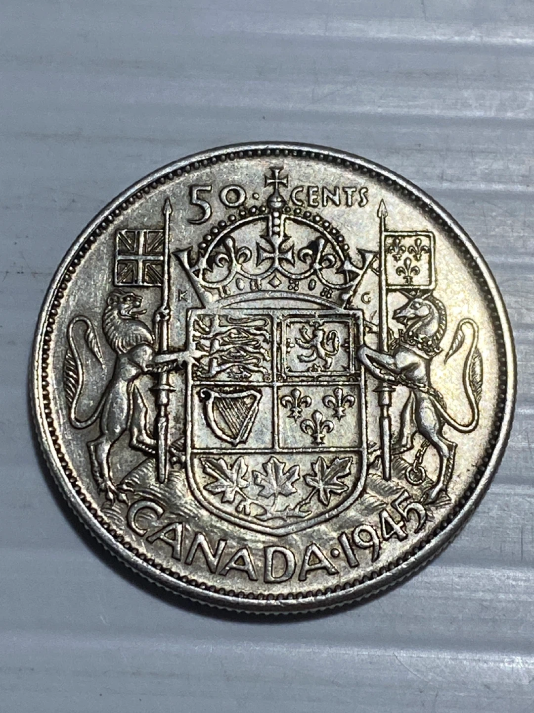1945 silver Canada 50 Cents Coin