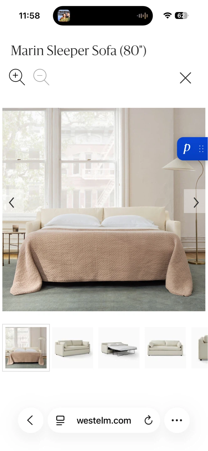 West Elm Sofa with Pull Out Bed - photo 2