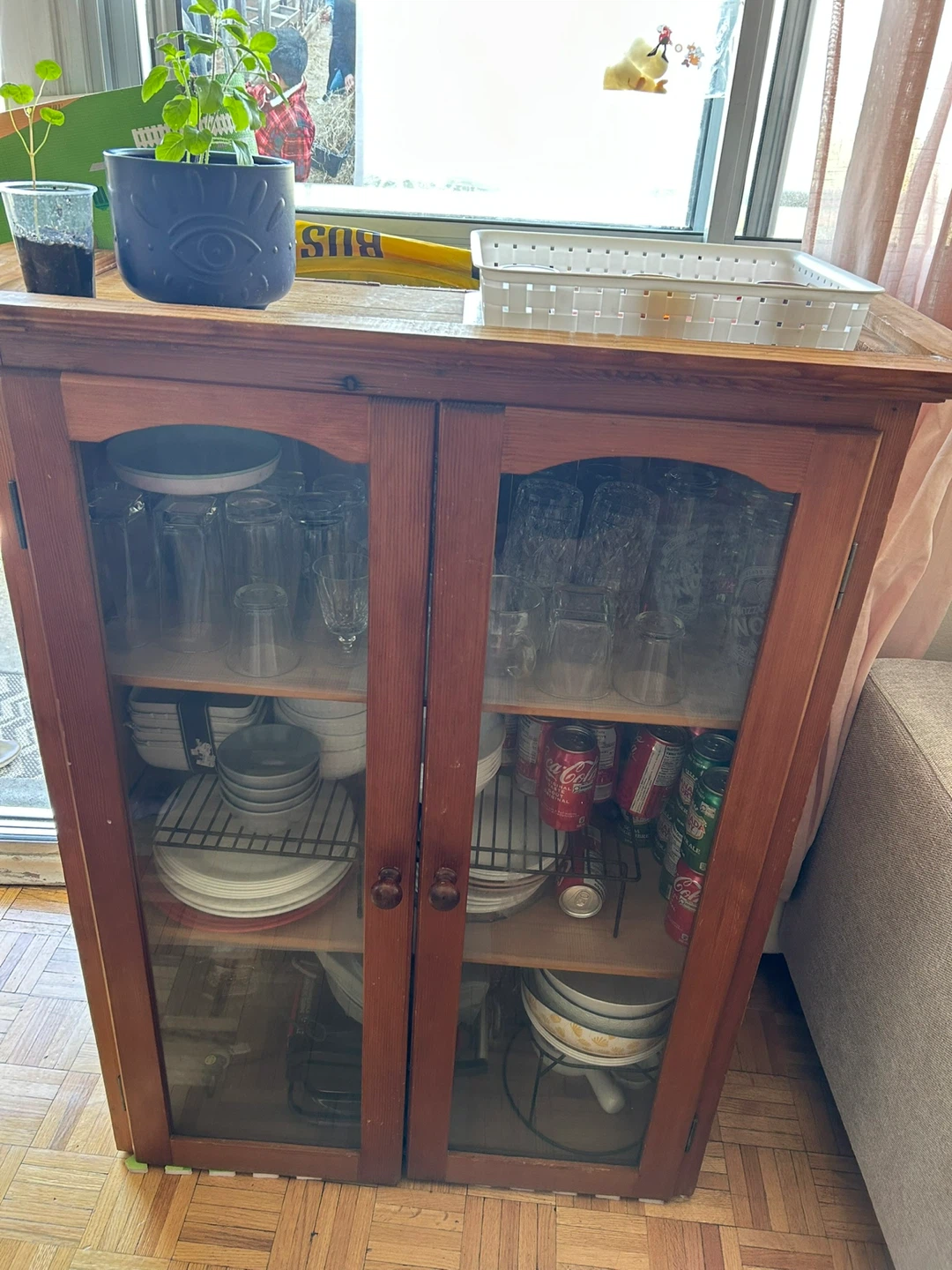 Wooden Cabinet with Glass Doors