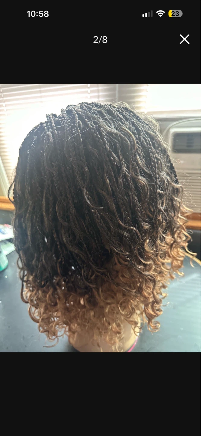 Braided Wig with Curly Ends - Ombre Brown/Black - photo 2