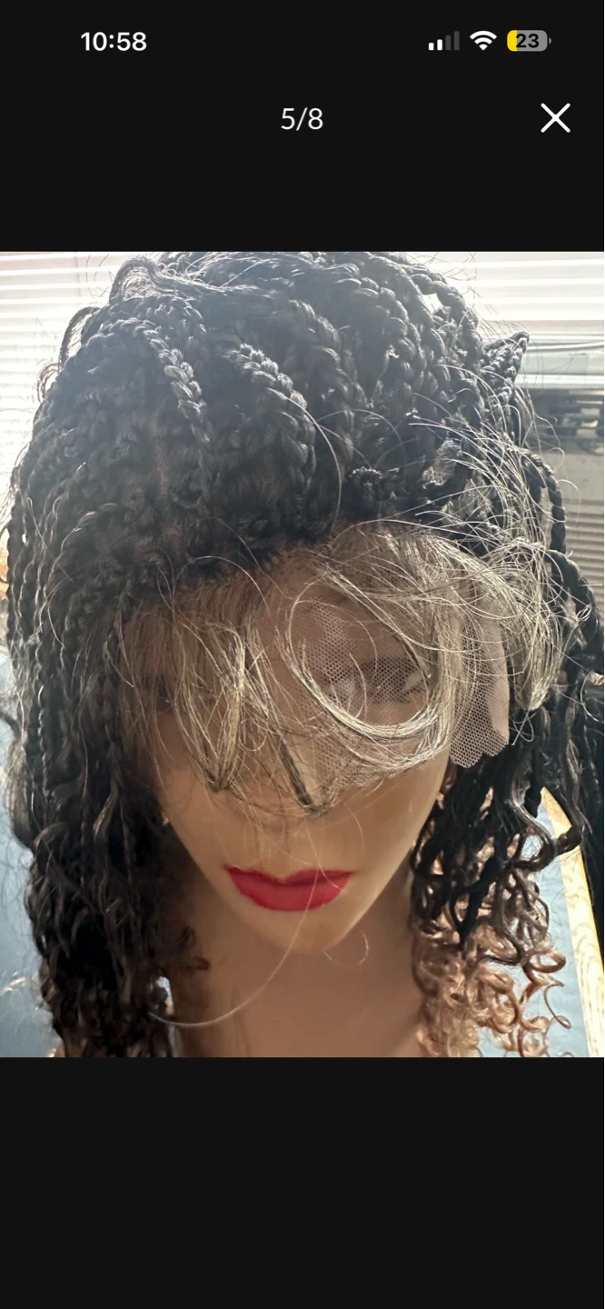 Braided Wig with Curly Ends - Ombre Brown/Black - photo 5