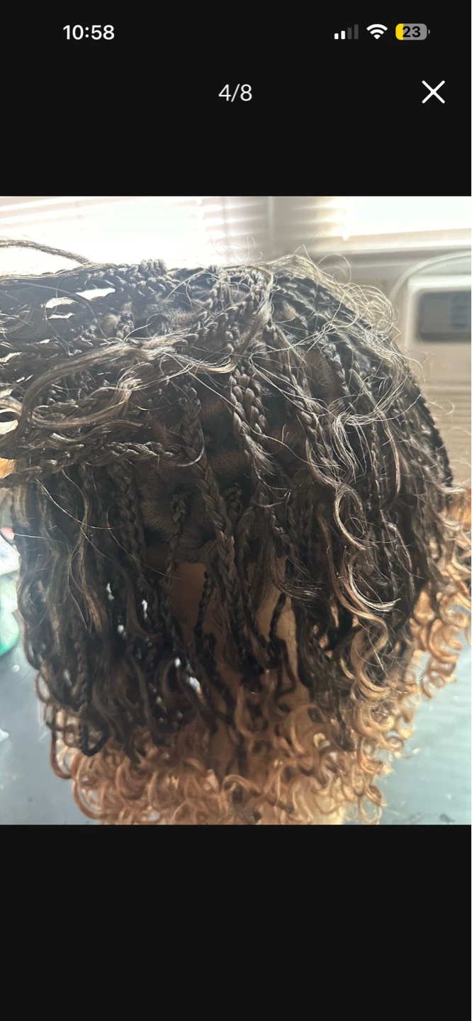 Braided Wig with Curly Ends - Ombre Brown/Black - photo 4