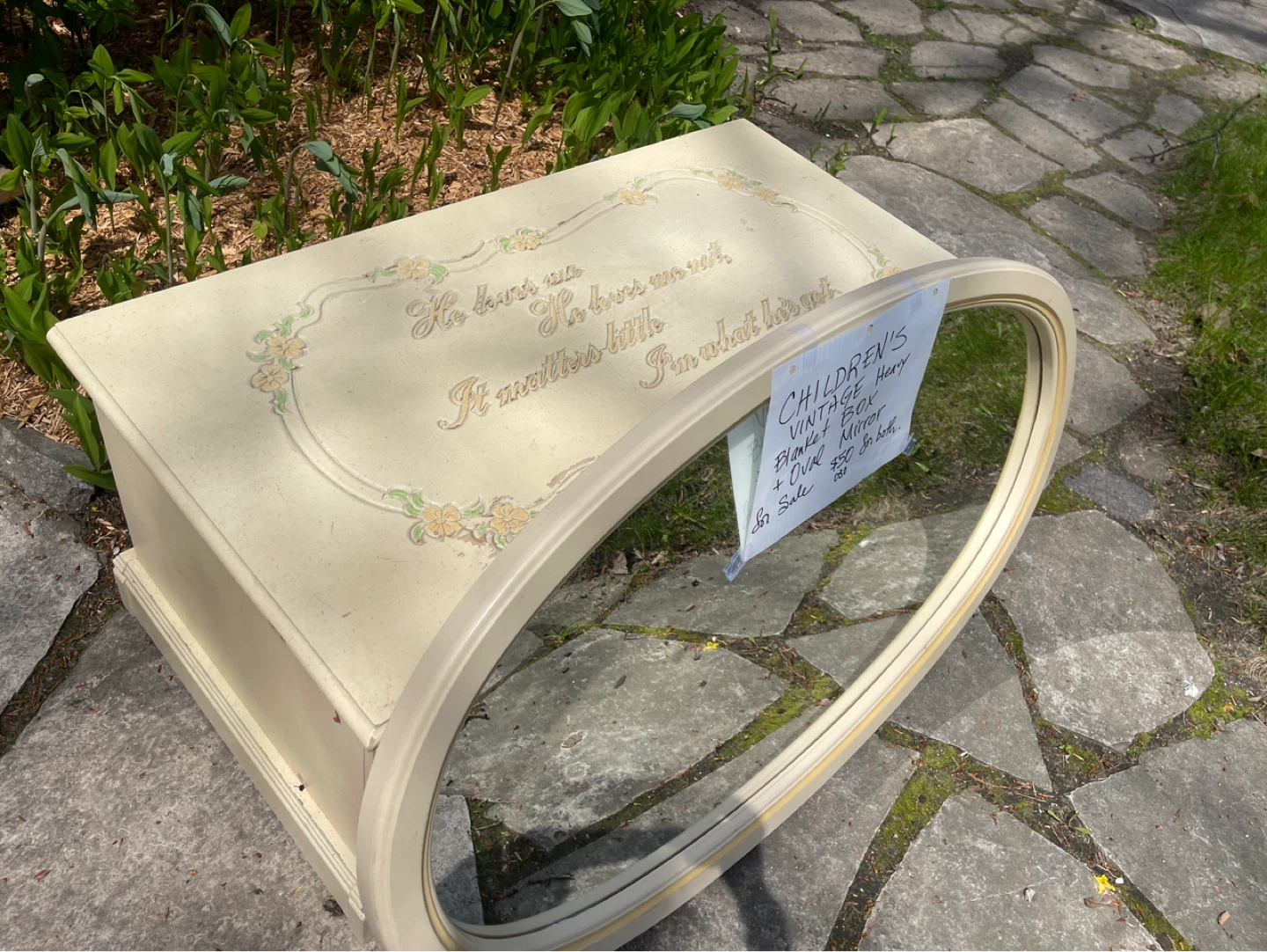 Children's Vintage blanket Box with Mirror