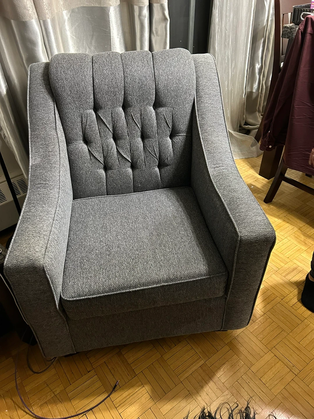 Dark Grey Tufted Sofa and Armchair Set - photo 4