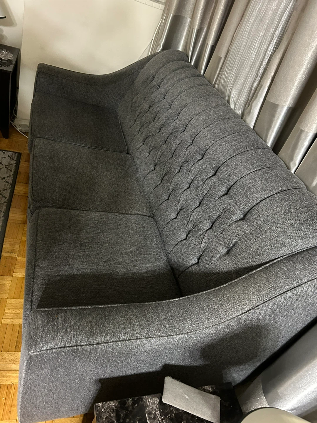 Dark Grey Tufted Sofa and Armchair Set - photo 2