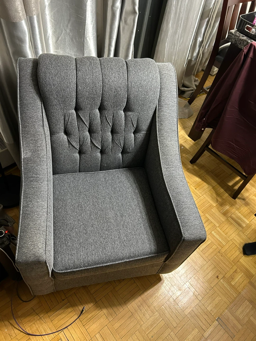 Dark Grey Tufted Sofa and Armchair Set - photo 5