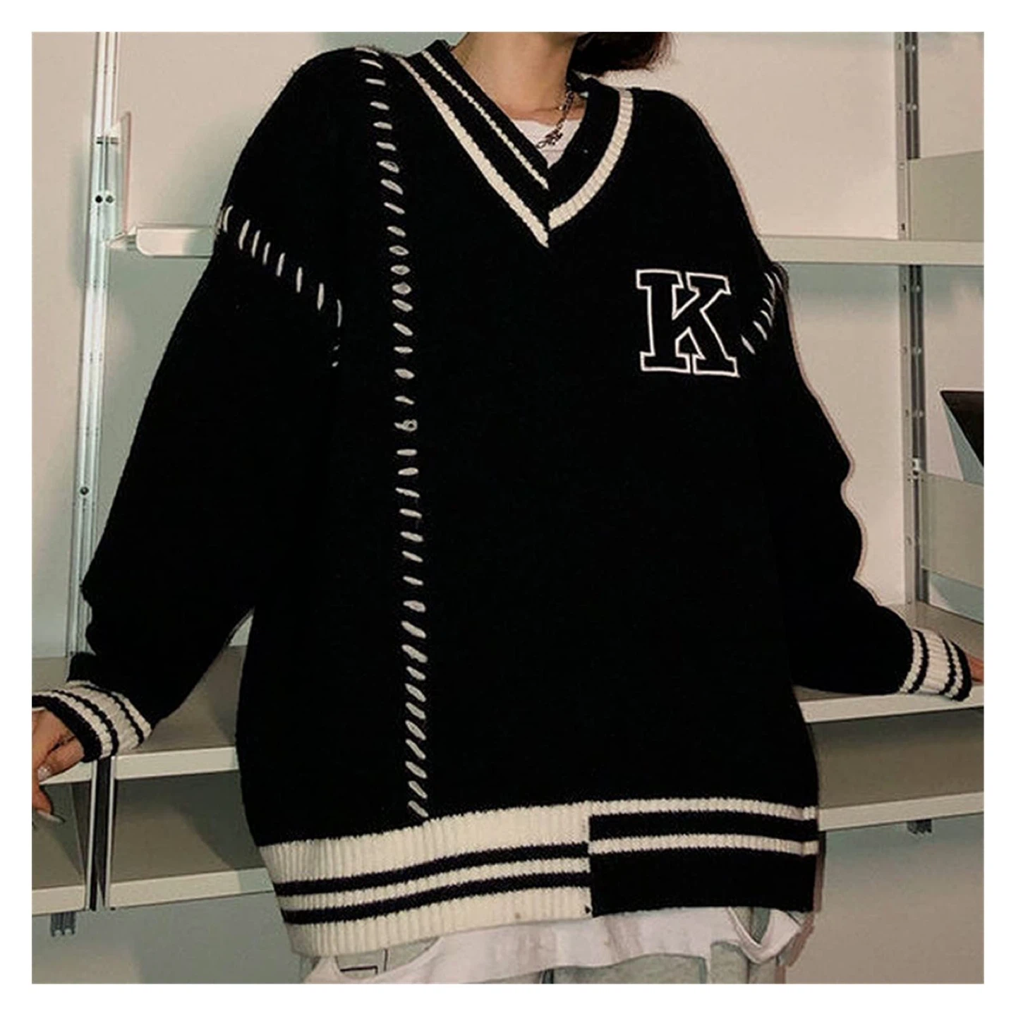 classic white knit sweater