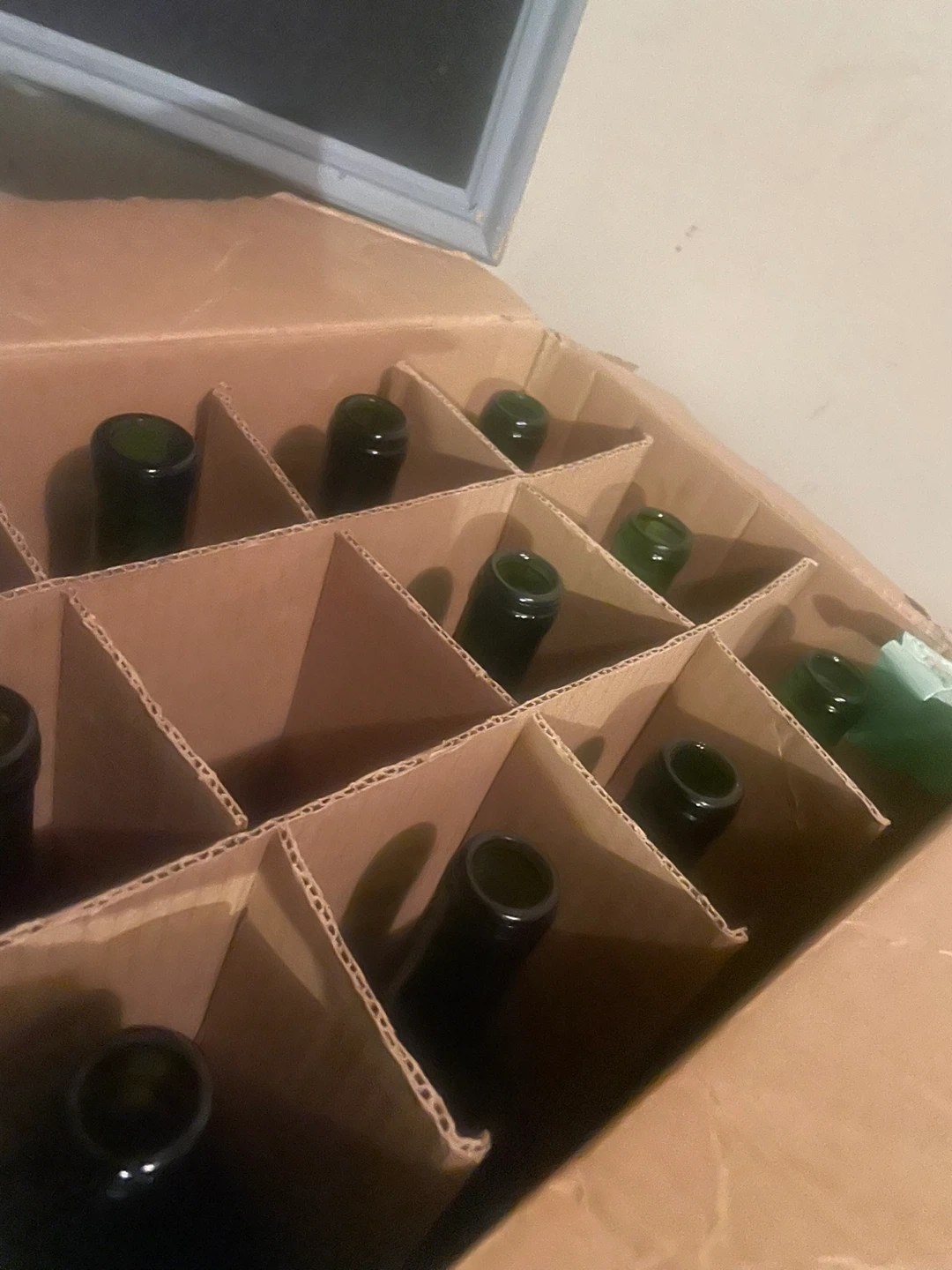 Case of 12 Green Glass Bottles