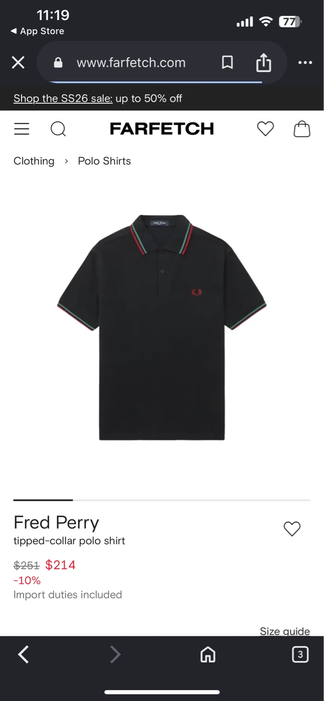 Fred Perry Tipped Collar Polo Shirt - Black