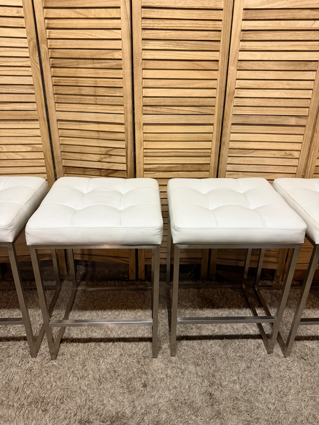 Set of 4 White Faux Leather Bar Stools - photo 4