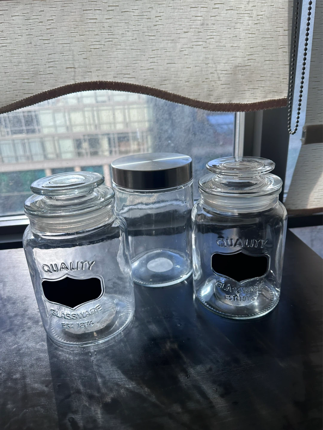 Set of 3 Glass Storage Jars with Lids