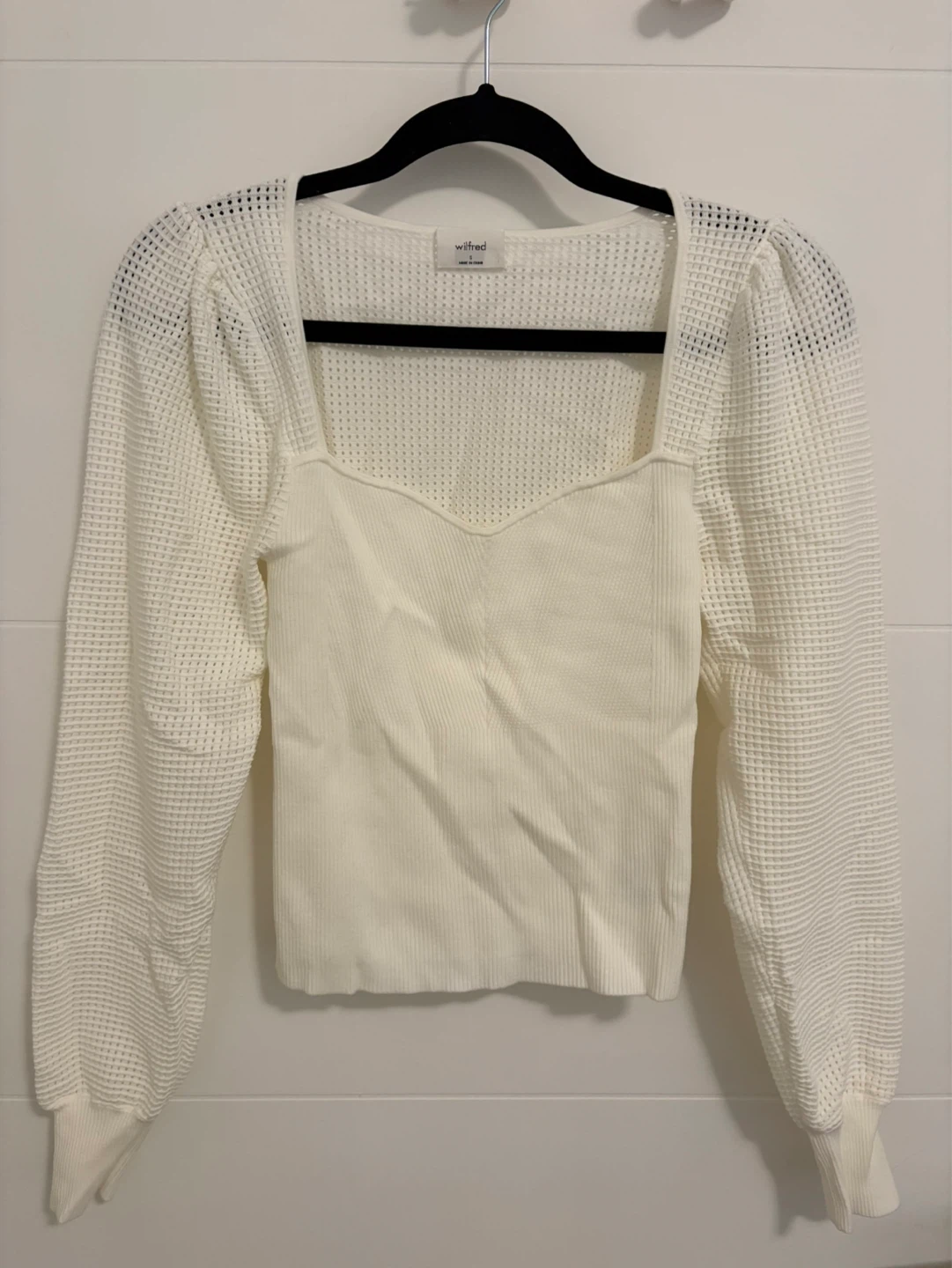 Wilfred White Puff Sleeve Sweater - Size S