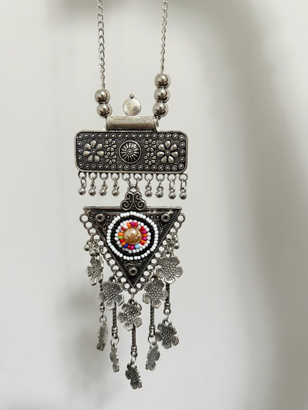Boho Silver-Tone Peacock Earrings & Necklaces Set