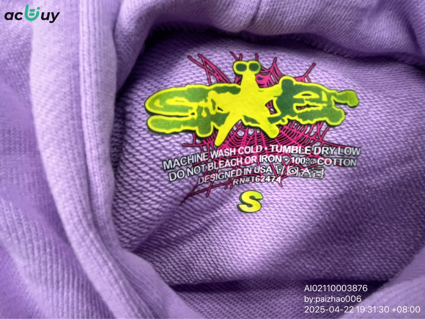 Sp5der Açai Hoodie Size-S - photo 4