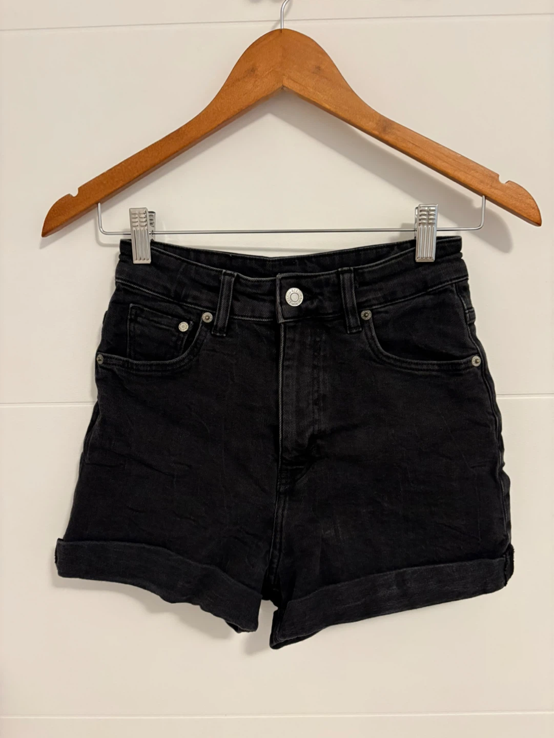 H&M Black Denim Mom Shorts
