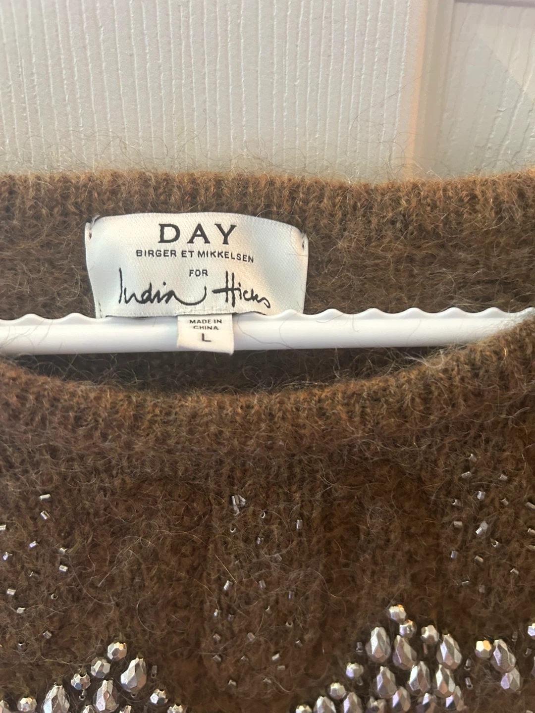 DAY Birger et Mikkelsen India Hicks Brown Beaded Sweater Size L - photo 2