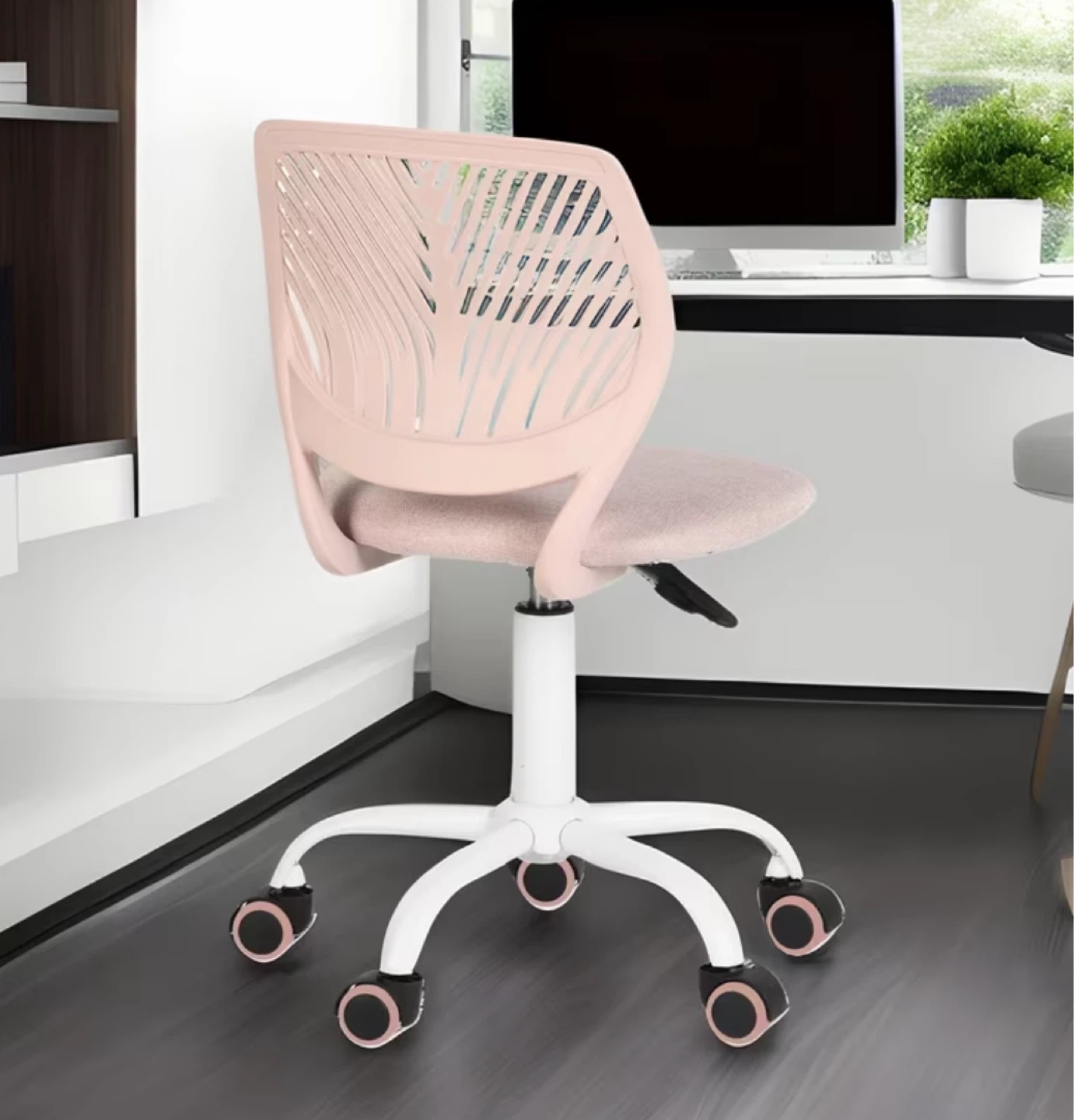 Pink Mesh Back Office Chair with Padded Seat