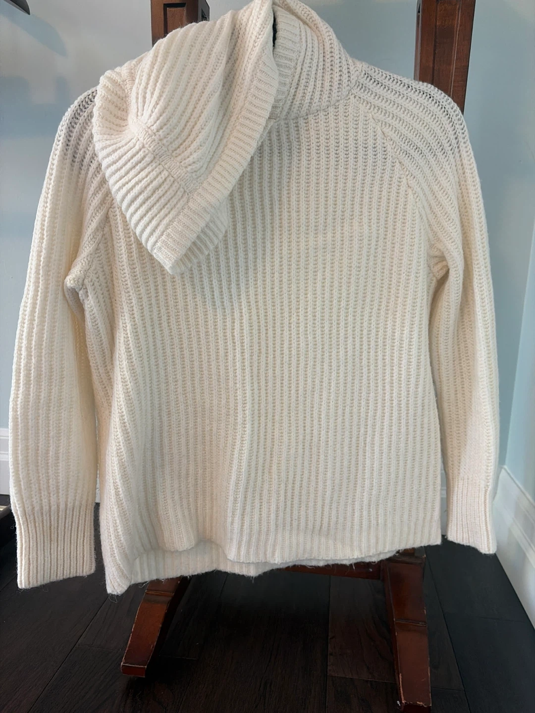 Cream Ribbed Turtleneck Sweater