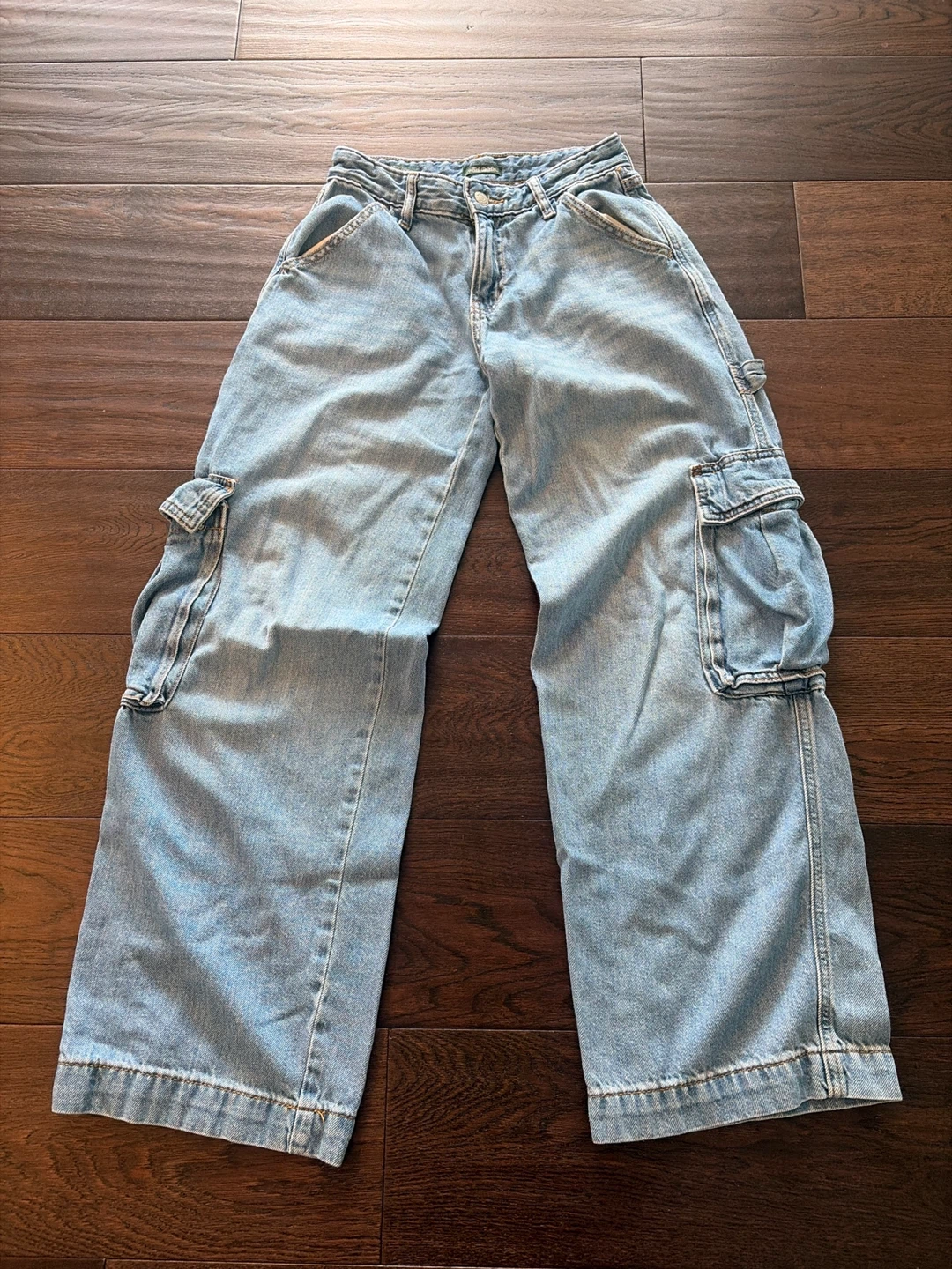 Light Wash Denim Cargo Pants