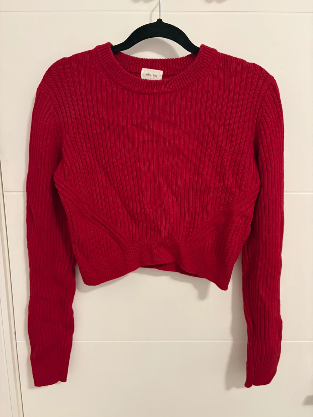 Wilfred Free Red Ribbed Cropped Sweater - Size S
