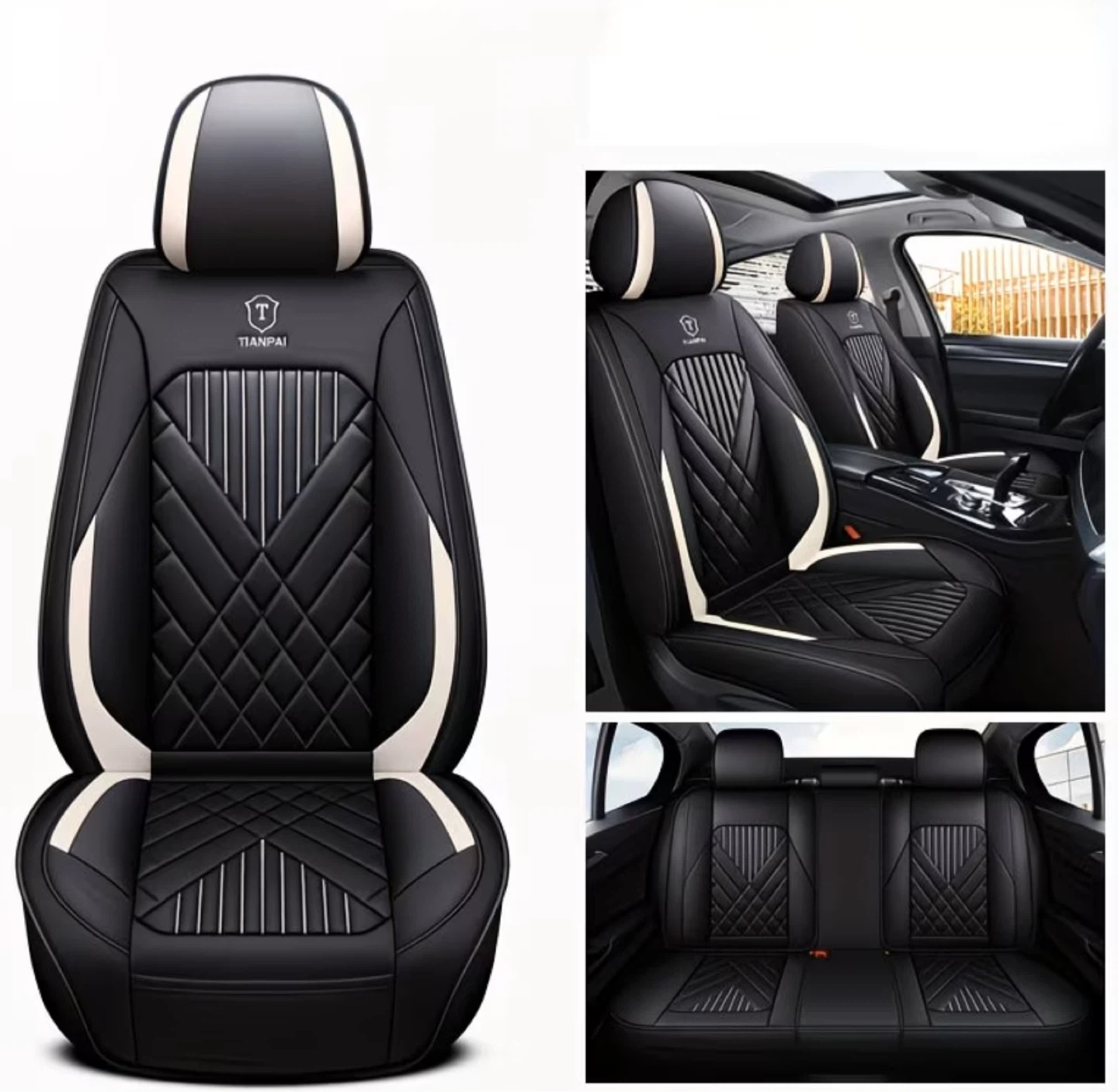 TIANPAI Car Seat Covers - Black and White